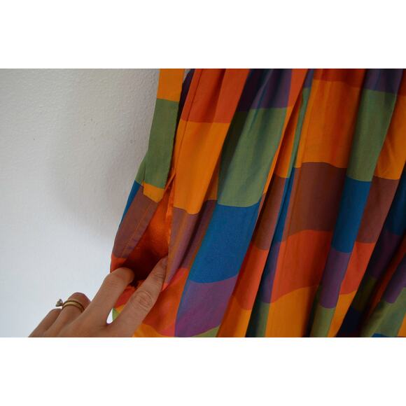 Payal Jain Smocked Bodice Madras Plaid Maxi Dress Anthro Size 1X - Picture 8 of 8